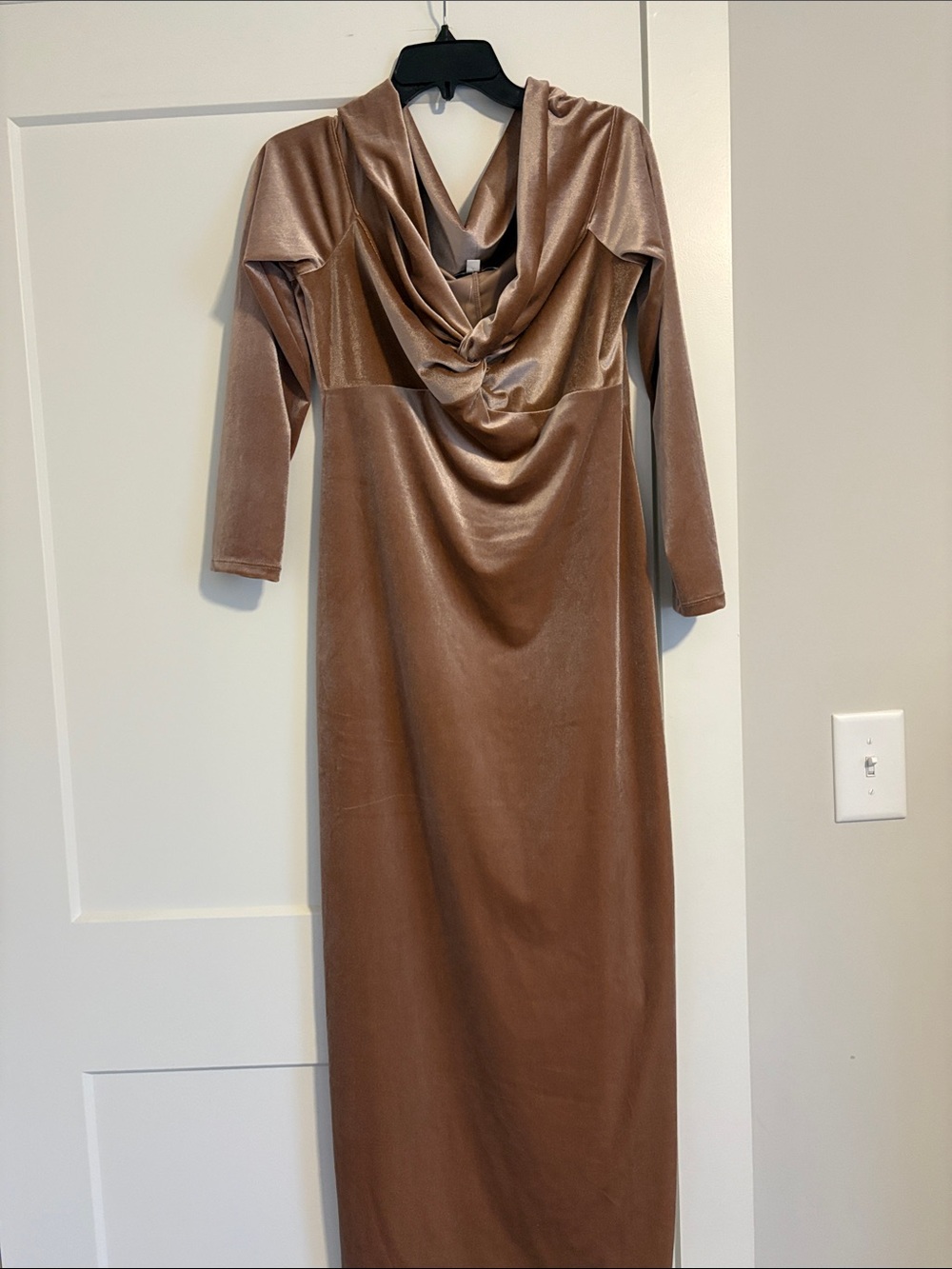 Old Navy Brown Velvet Cowl Neck Long Sleeve Dress